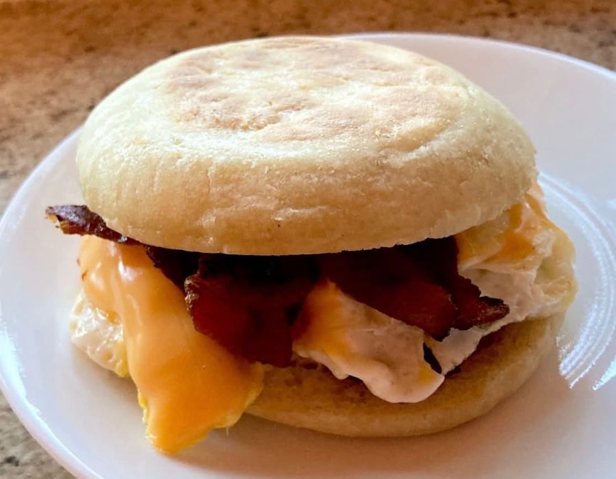 Breakfast sandwich on an English muffin